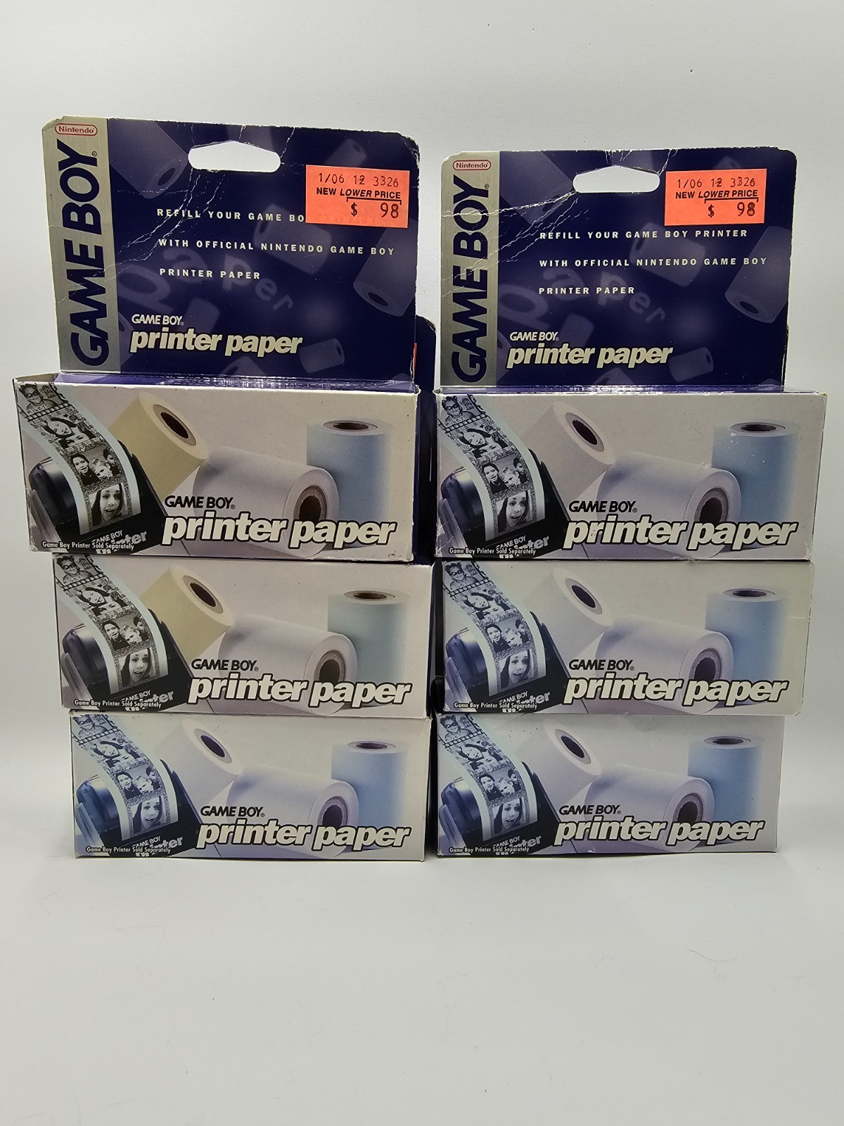 Game Boy Printer Paper (3x) Rolls per box. White Yellow Blue paper colors. NIB