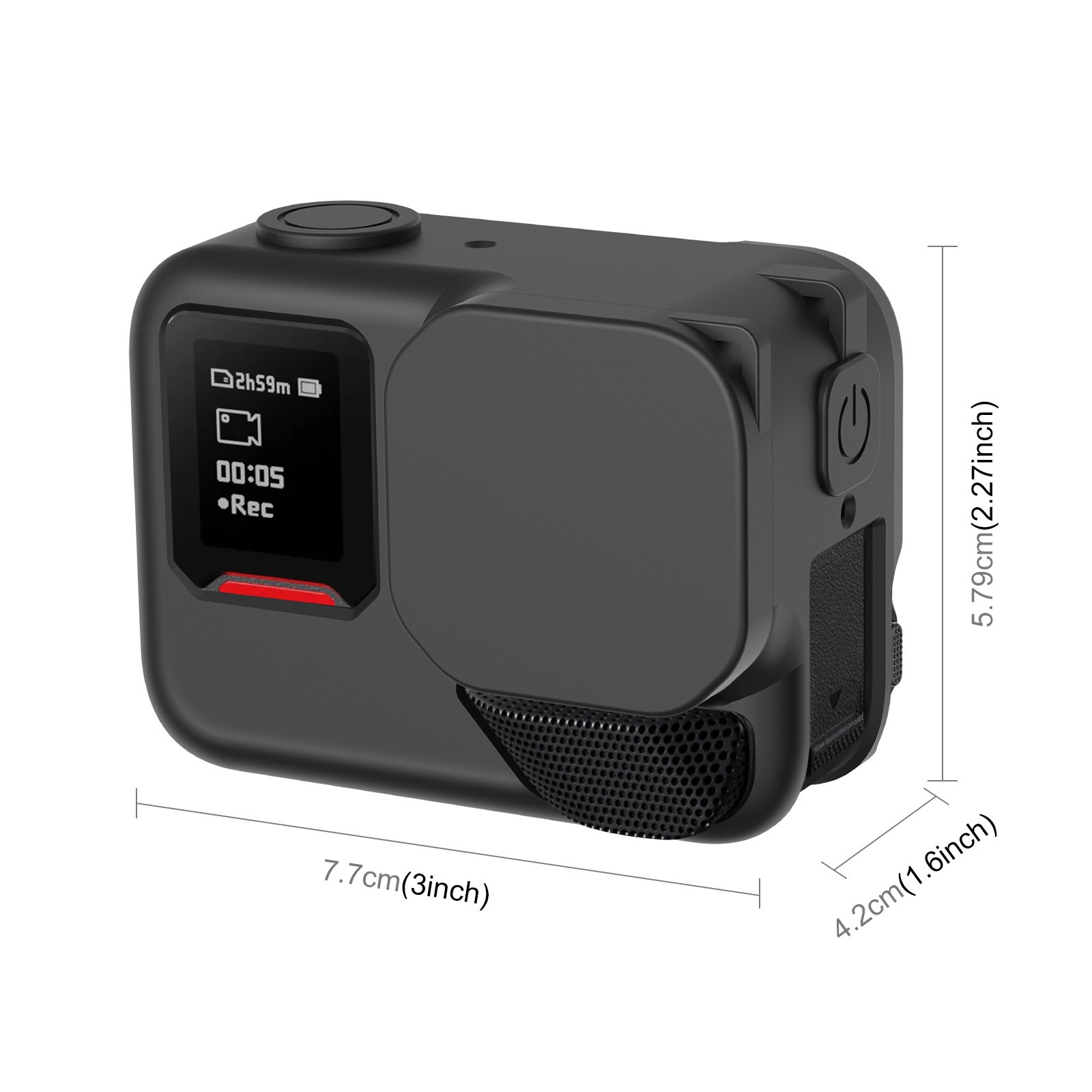 For Insta360 Ace Pro 2 Body Silicone Protective Case with Lens Cap&Strap (Black)