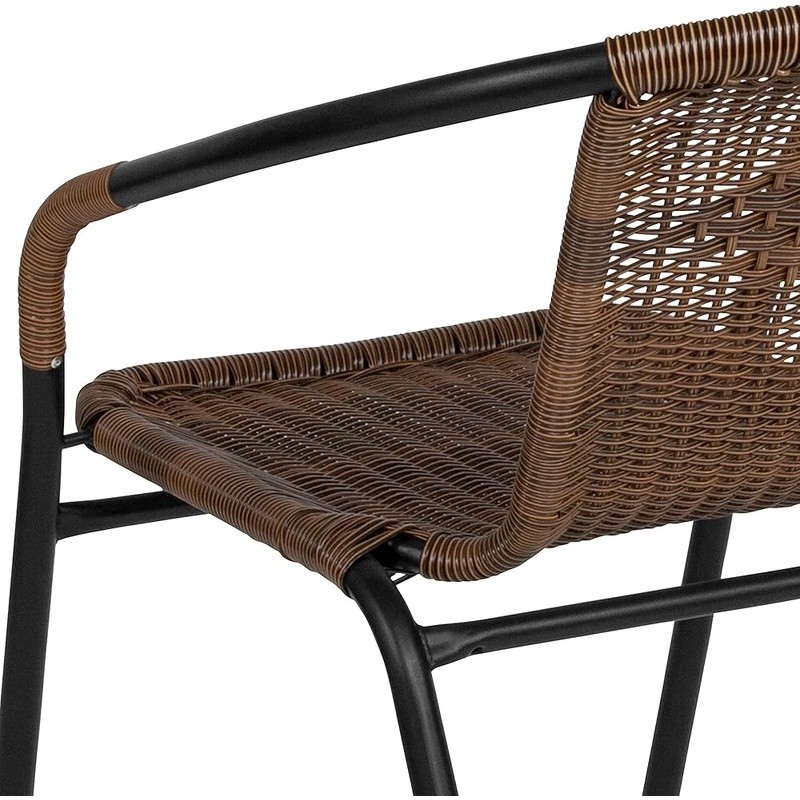 Set of 2 Rattan Chair Indoor Outdoor Ergonomic Stackable Dining Chairs