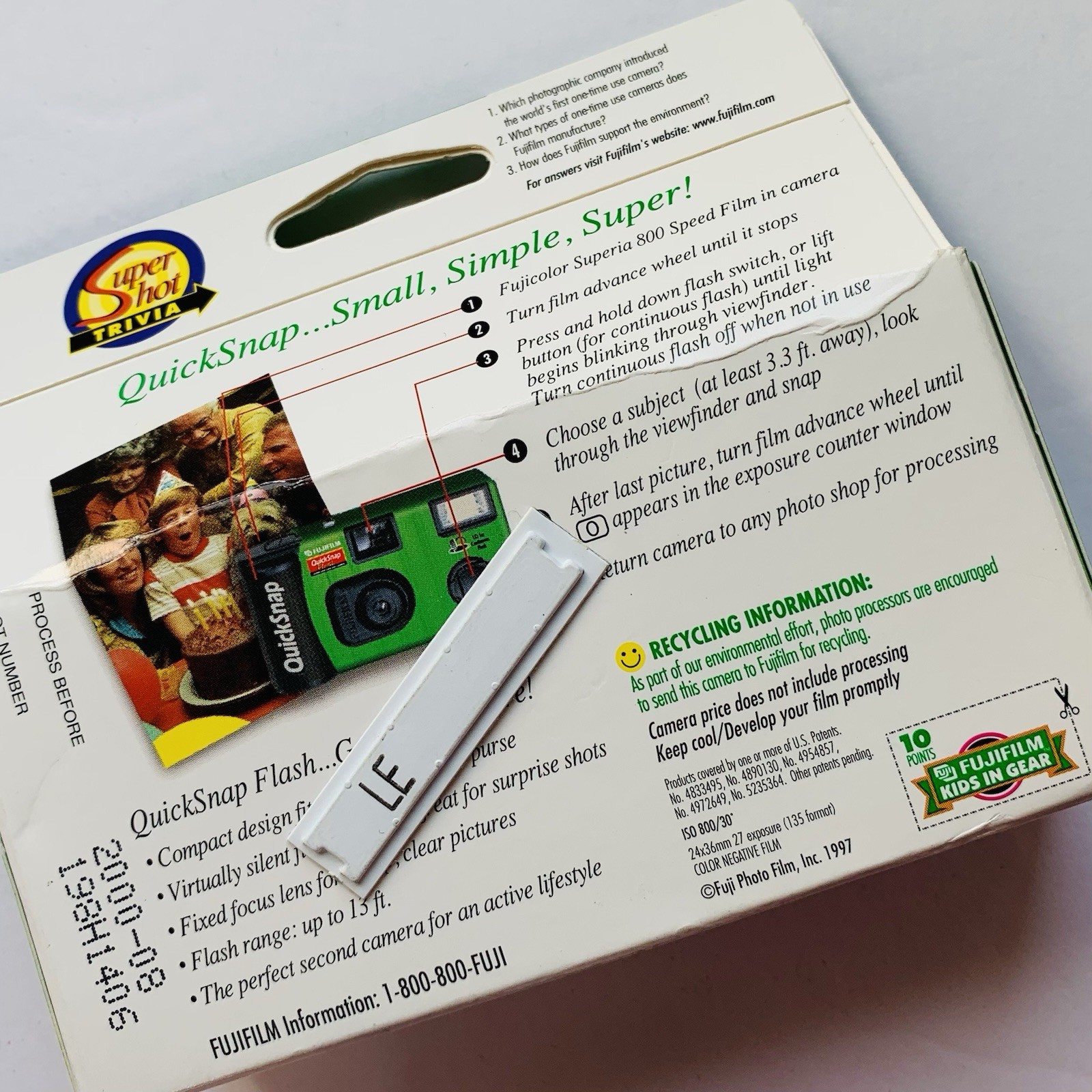 Fujifilm QuickSnap Flash 35mm Single Use Camera EXP 27 Date 2000-08 *READ*