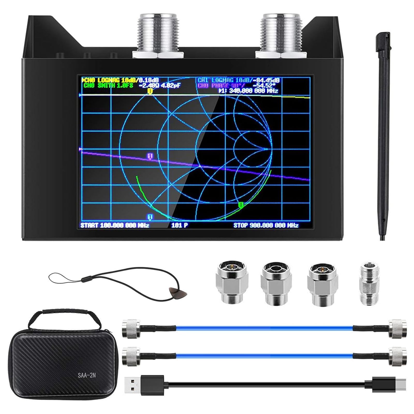AURSINC NanoVNA SAA-2N V2.2 Vector Network Analyzer 50KHz-3GHz HF VHF UHF Antenn