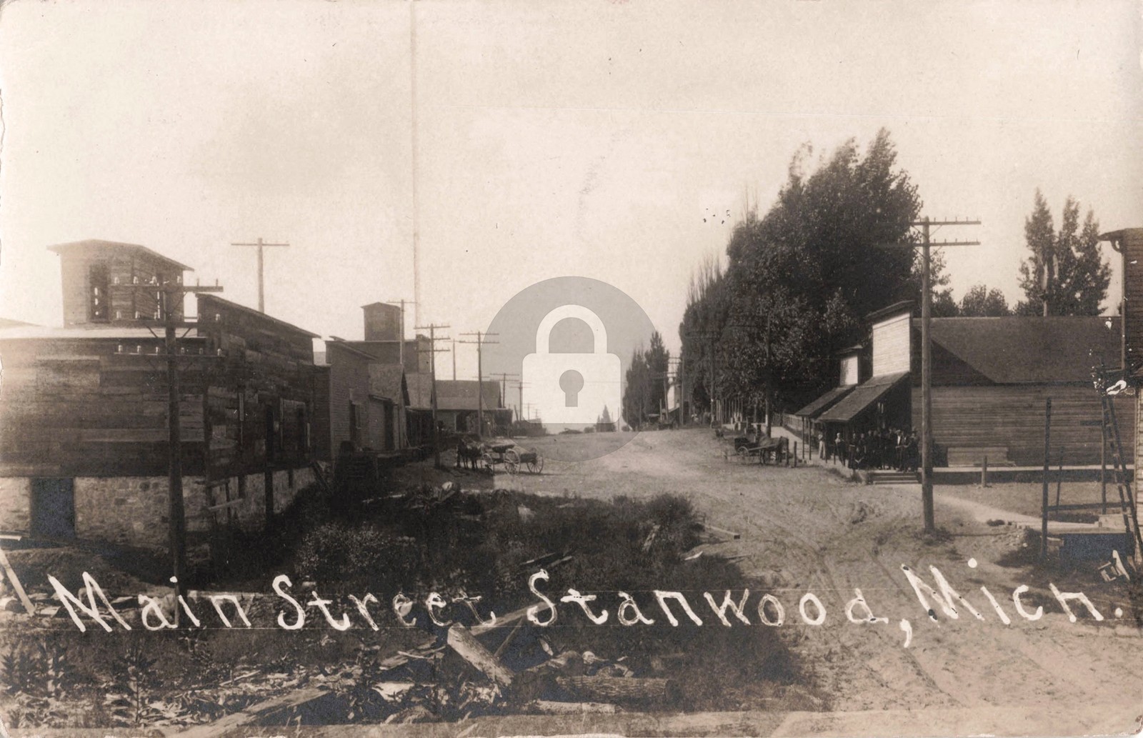Street View Main St., Stanwood MI Michigan RPPC Photo Postcard COPY