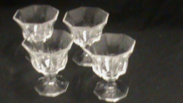 INDEPENDENCE OCTAGON CLEAR SHERBET DESSERT CHAMPAGNE GLASS DISH Set of 4, G J405