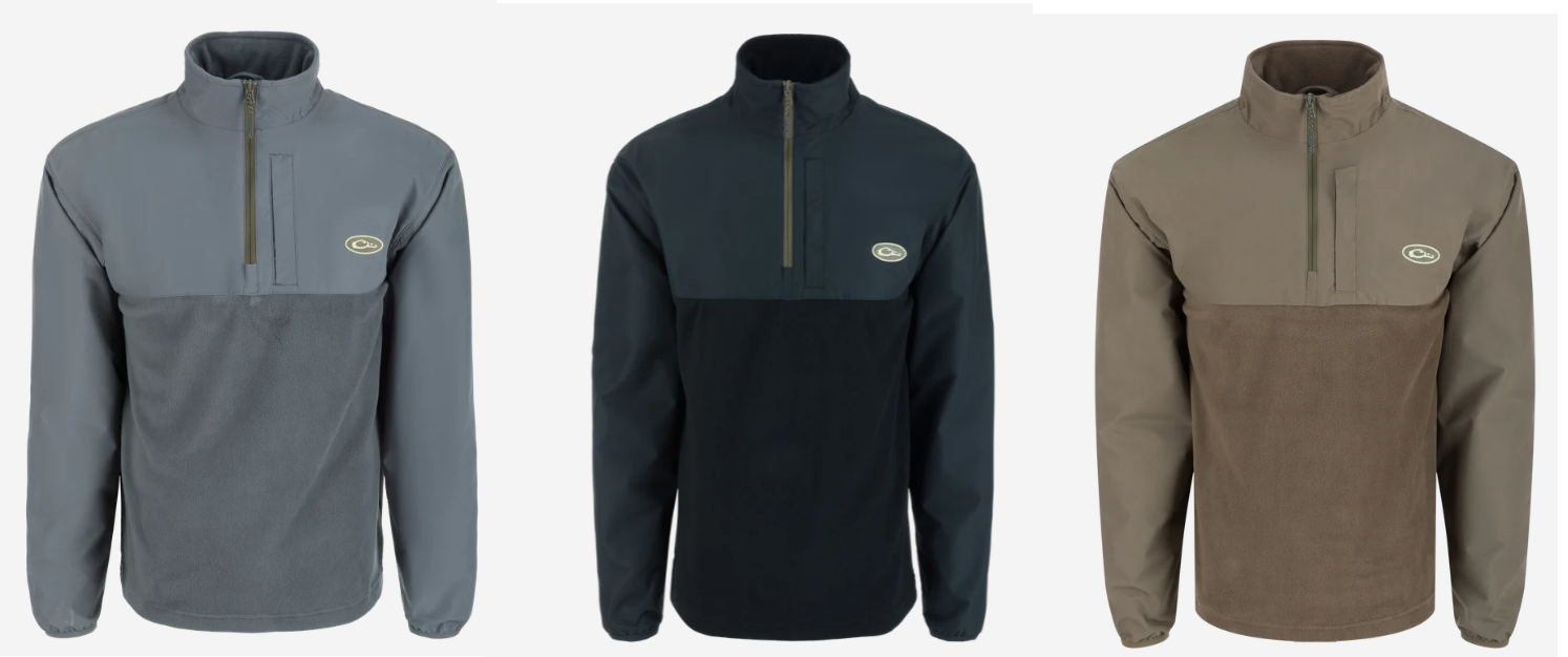DRAKE 1/4 ZIP REFUGE EQWADER PULLOVER JACKETS DW7355 Black Gray Brown