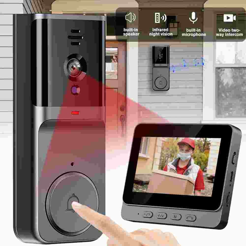 2.4G Wireless Smart LCD Screen Intercom Video Doorbell Camera Monitor Home 4.3"