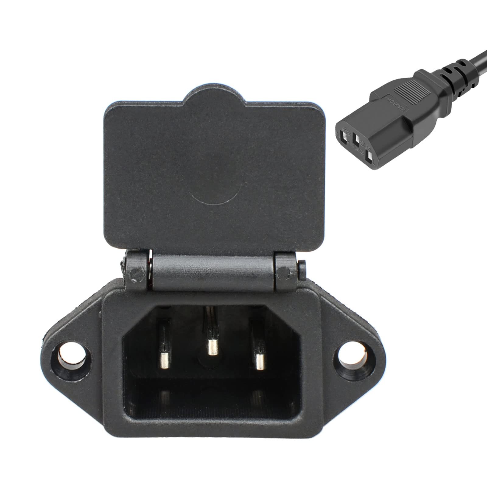 2 Pcs IEC 320 C14 Panel Mount Plug Adapter