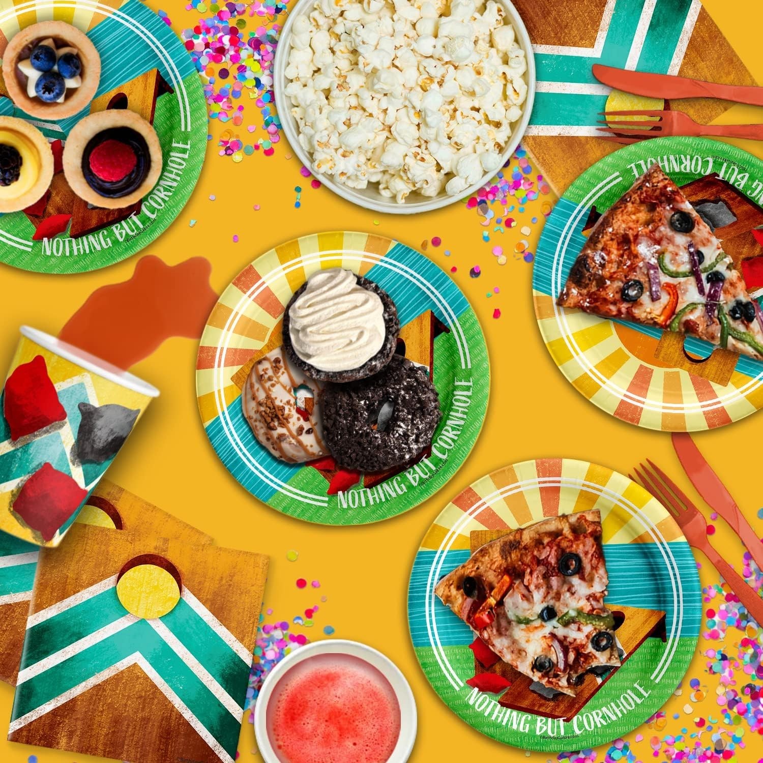 Durable Lake-Themed Tableware Set for 16 Birthday Guests - Ultimate Fun