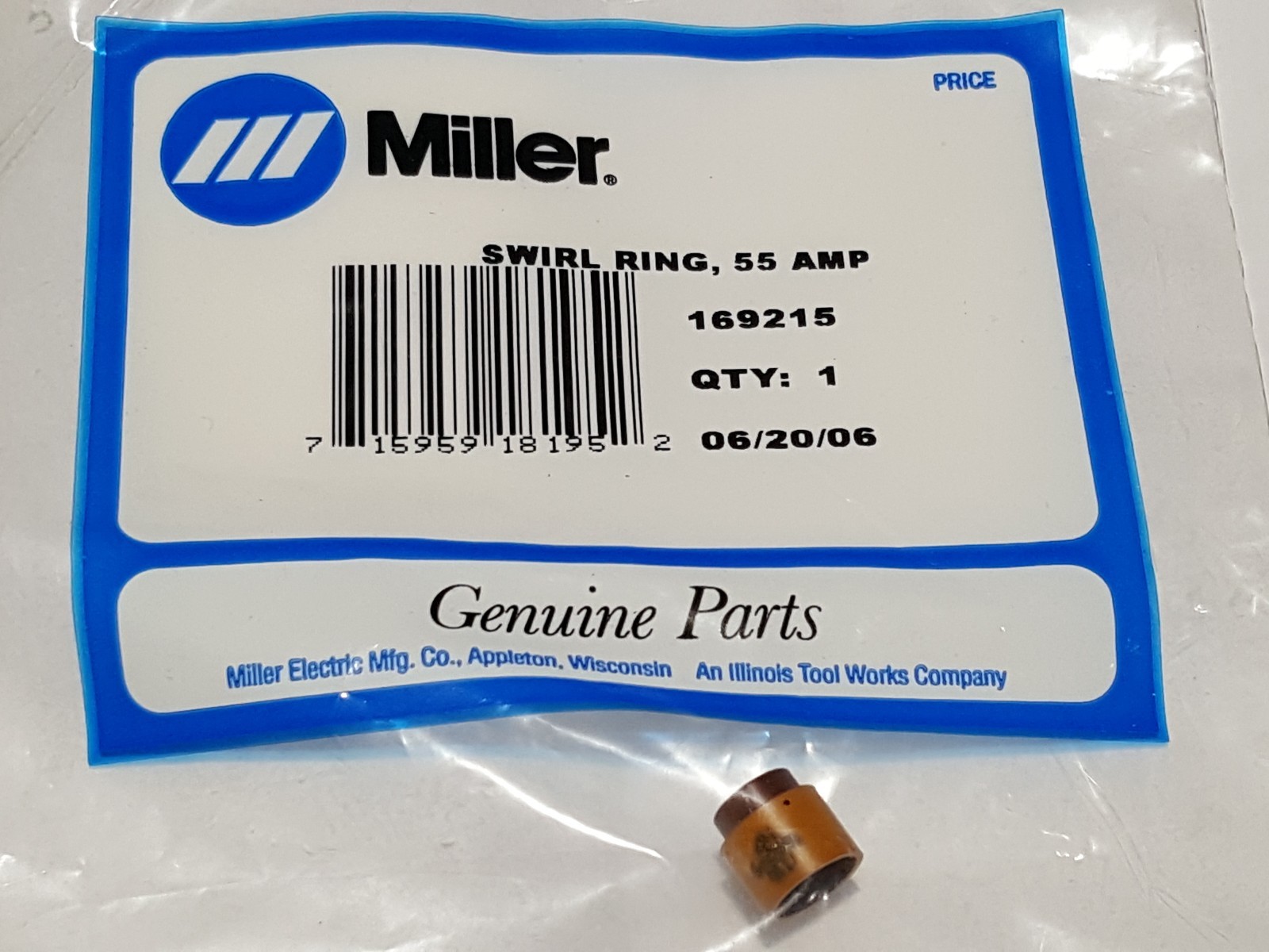 Miller 169215 Plasma Torch Swirl Ring ICE 50 Plasma Torch