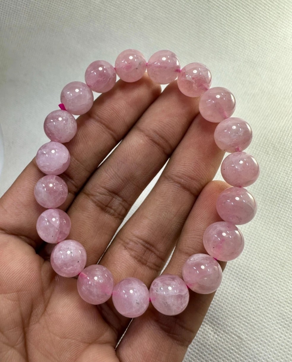 Top Quality Gemstone Rose Quartz Stretchable Bracelet Handmade