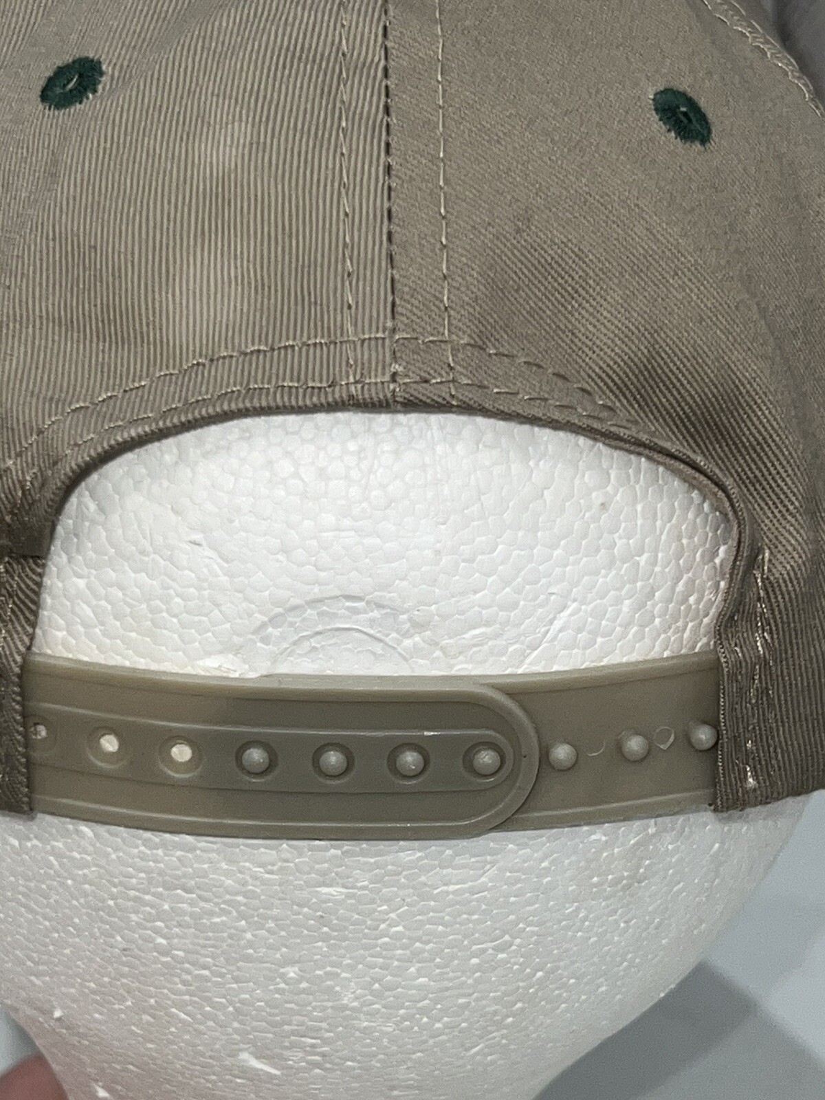 Tan Hat w green Bill Alaska with embroidered Eagle EUC Snapback Adj. Cotton