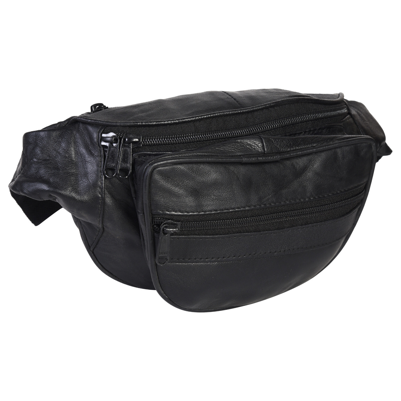 New Black Leather Waist Fanny Pack Travel Belt Bag Hip Travel Pouch 40" Waist