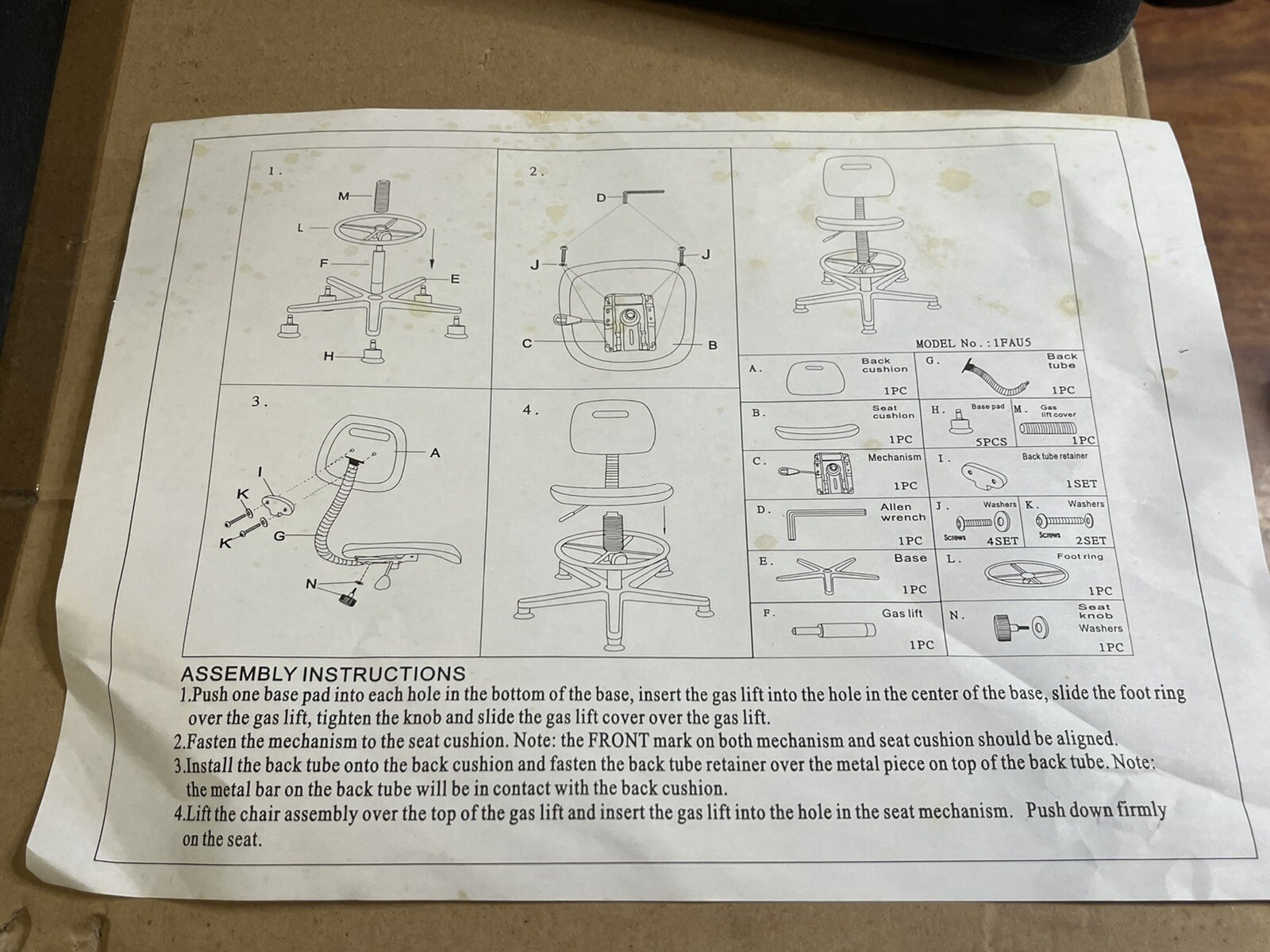 Grainger 1FAU5 Swivel and Adjustable Task Chair