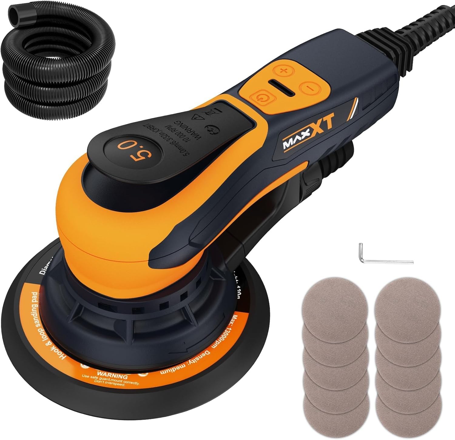 5mm Random Orbit Sander 350W, Brushless Motor, Variable Speed Electric Orbit ...