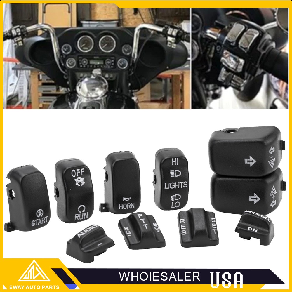 10PC Hand Control Switch Housing Caps for Touring Electra Street Glide 1996-2013