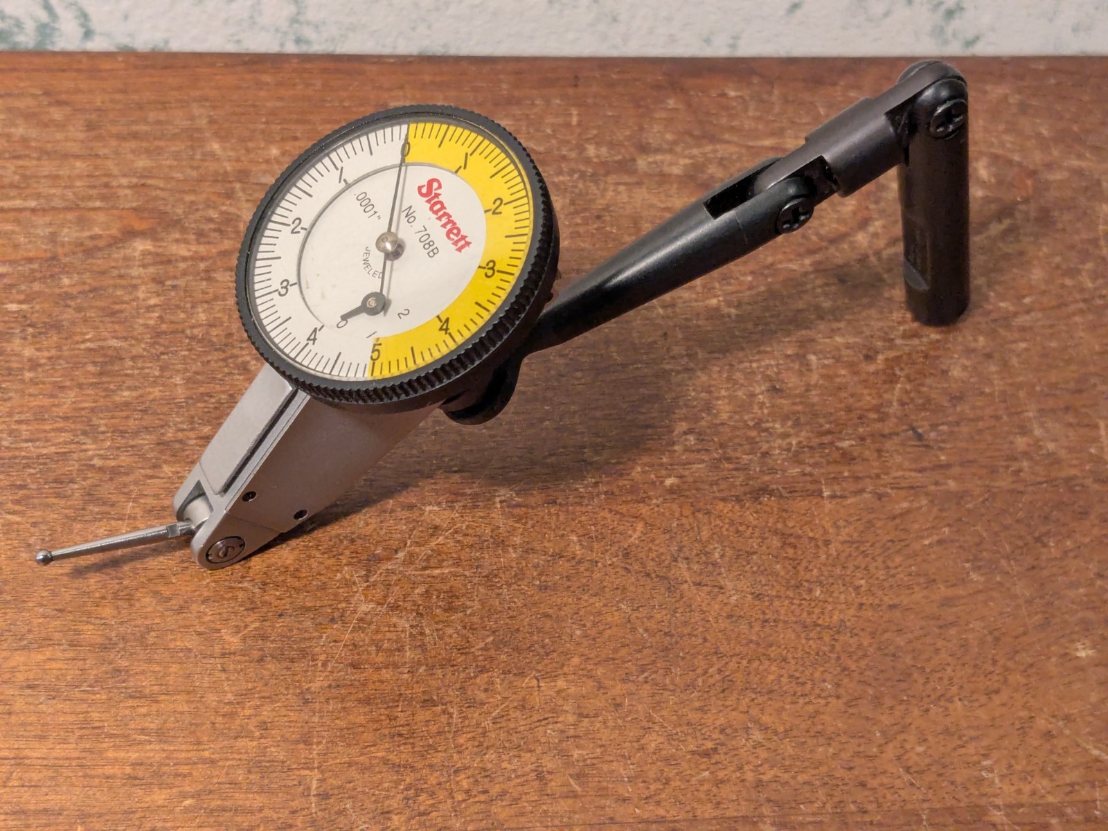 STARRETT 0001 Inch DIAL INDICATOR NO 708B - MOORE TOOLS DOG LEG INDICATOR HOLDER