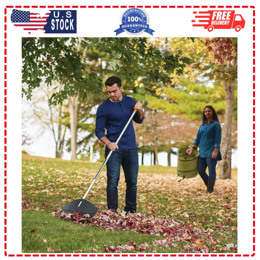 Fiskars Poly Leaf Rake 67 inch Lightweight Garden Tool