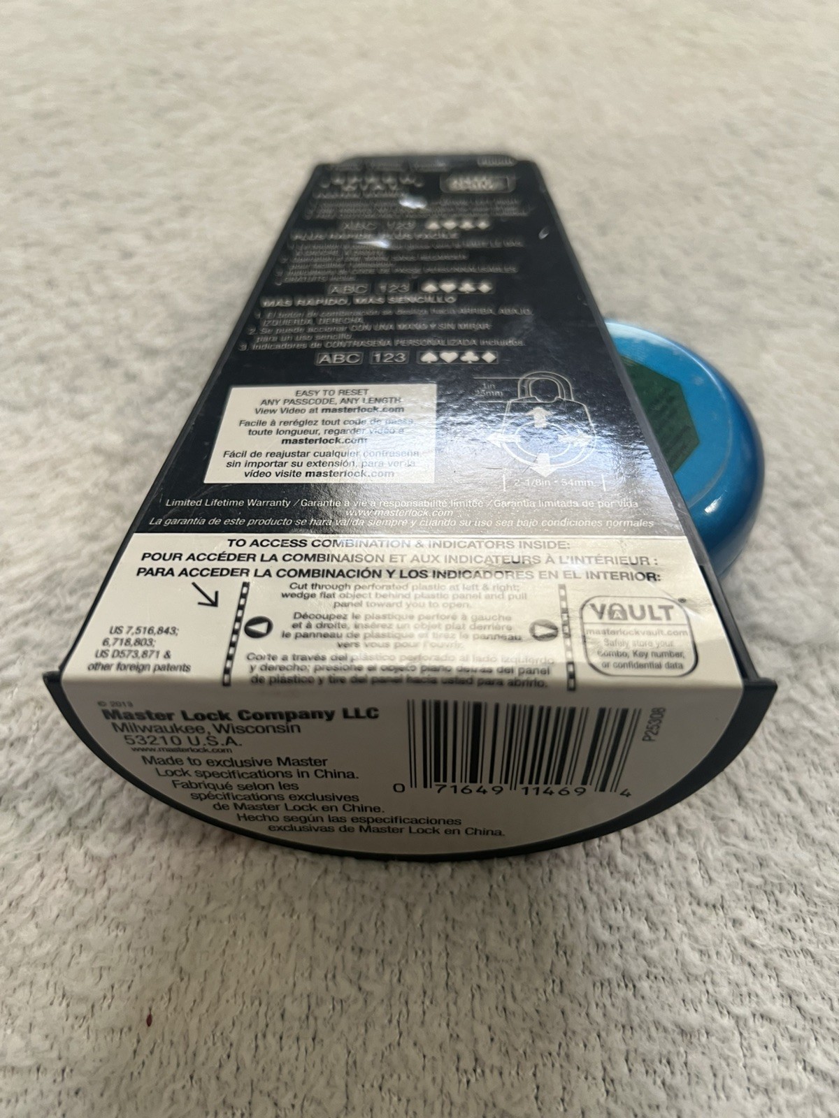 Master Lock 1500ID Speed Dial Combination Lock Blue New