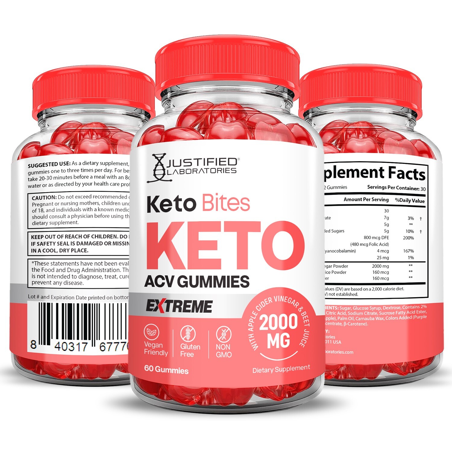 Keto Bites Extreme ACV Gummies 2000MG Apple Cider Vinegar 120 Gummys