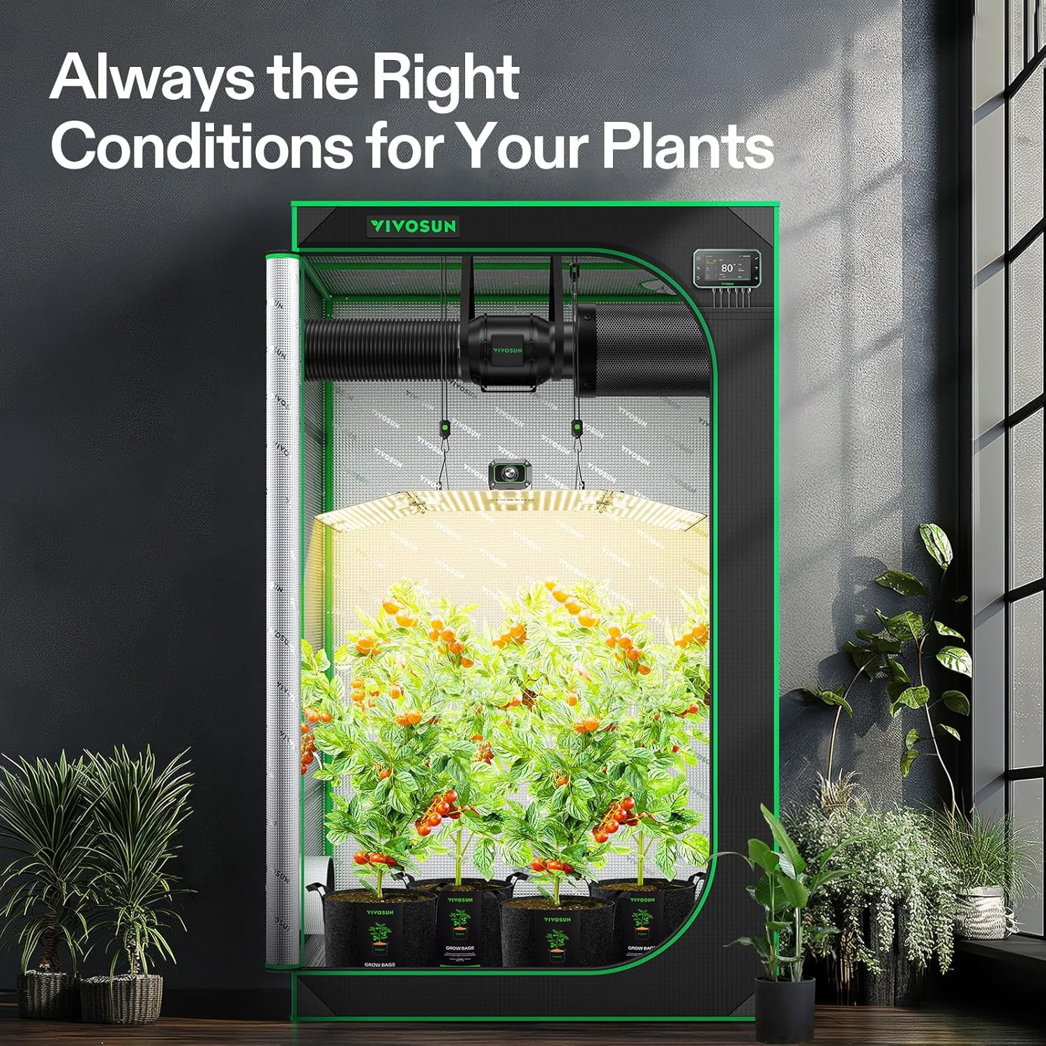 Smart Grow Tent Kit - 4x4ft WiFi Automatic System with LED Light & Ventilation