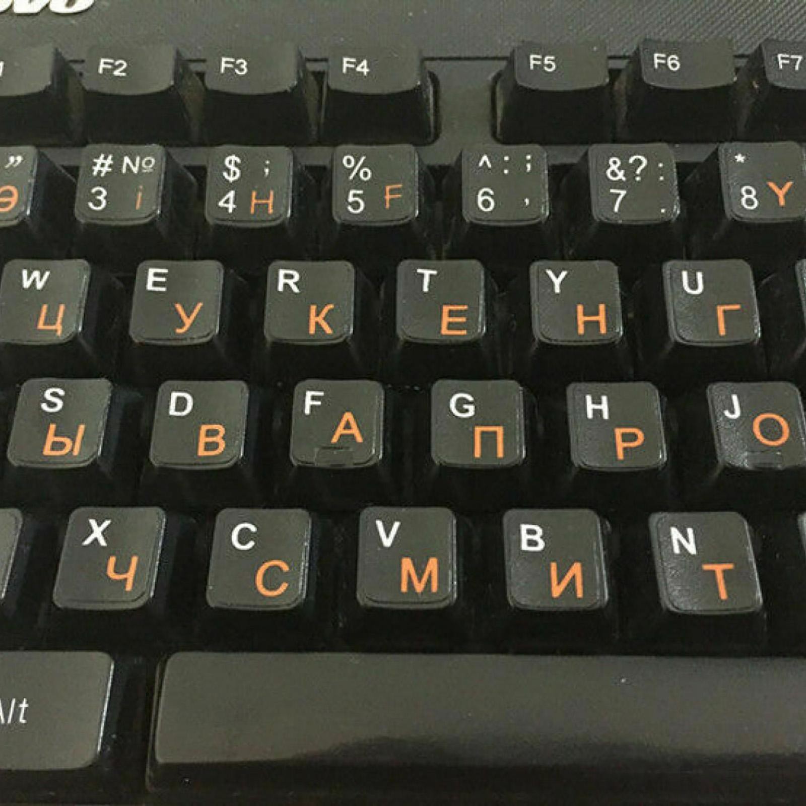 2 * Russian Standard Keyboard Layout Replace Sticker Orange Letters on BlackD
