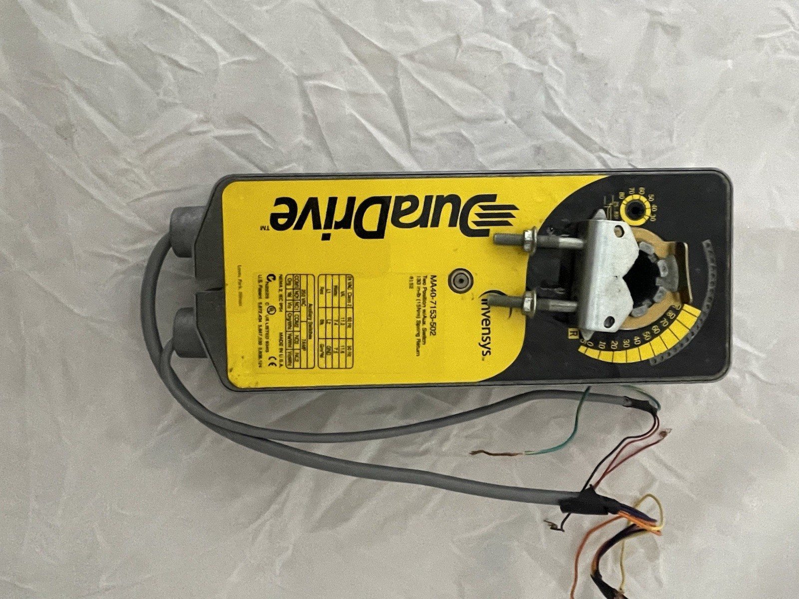 Invensys DuraDrive MA40-7153-502 Two Position W/Aux Sw Spring Return Actuator