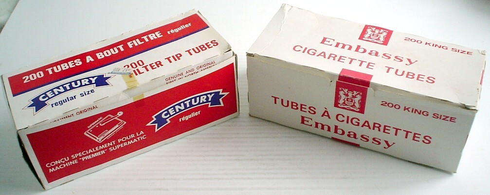 ONE LOT OF 2 '70s VINTAGE PREMIER SUPERMATIC MACHINE CIGARETTE TUBES EMPTY BOXES