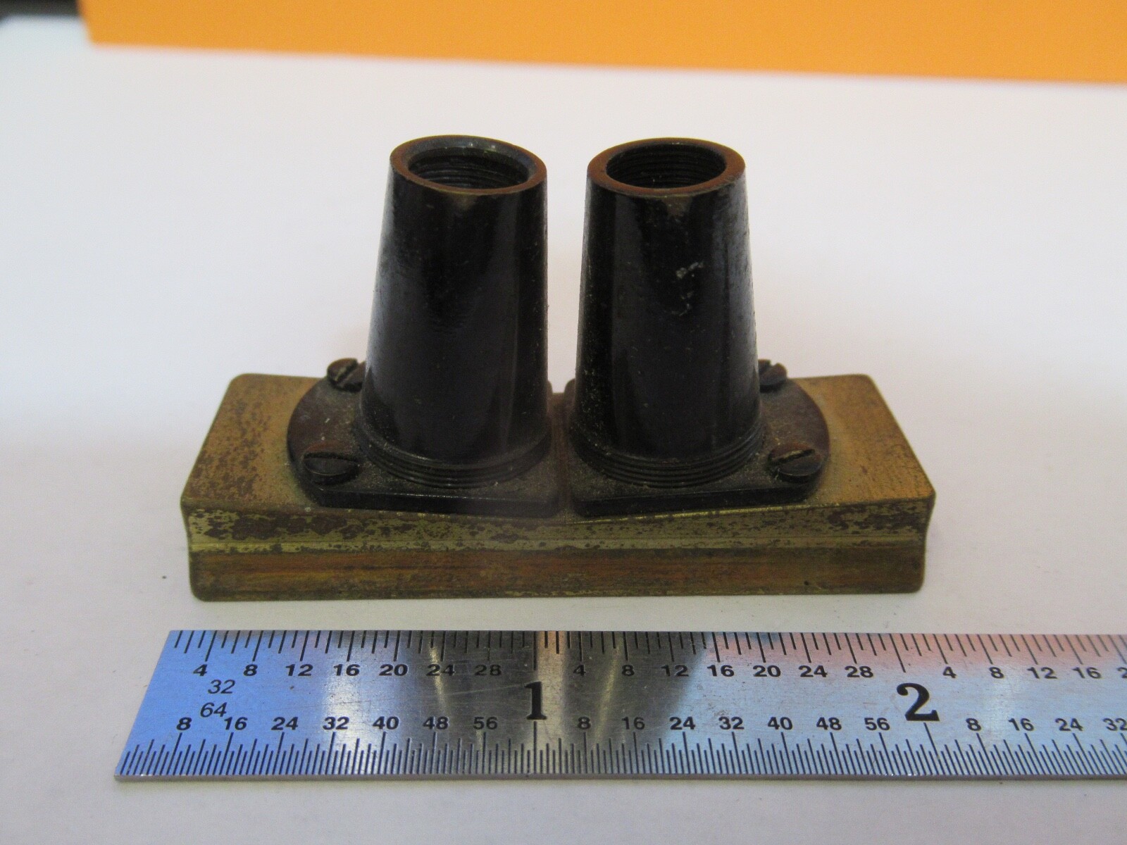 ANTIQUE BRASS STEREO OBJECTIVES OPTICS MICROSCOPE PART AS PICTURED &7B-B-79