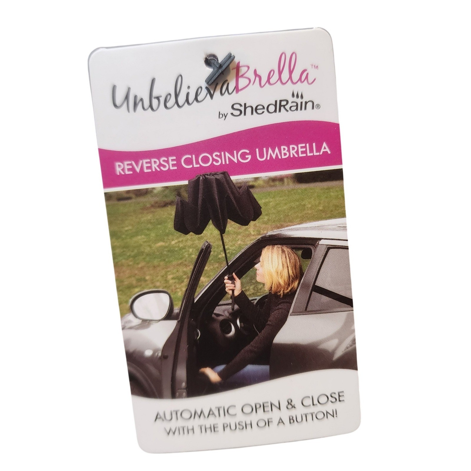 NWT ShedRain UnbelievaBrella Monet Reverse Closing Umbrella Automatic Open Close