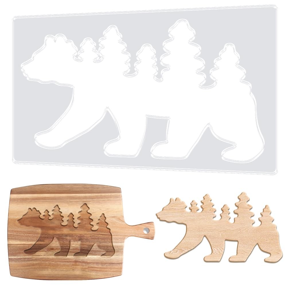 Bear Acrylic Clear Valet Tray Router Template Woodworking 9.8x5.9 Inch Inlay