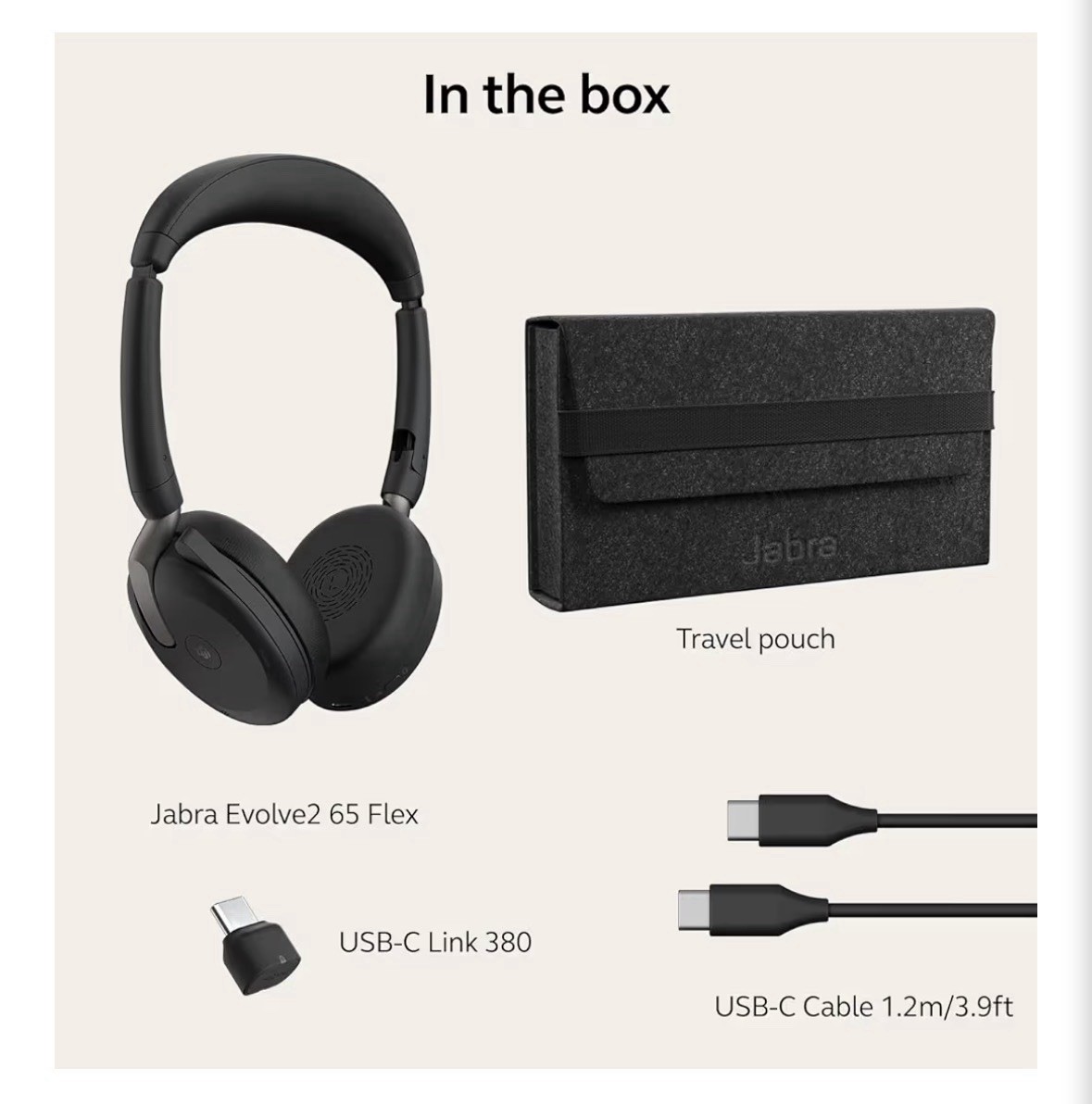 Jabra Evolve2 65 Flex USB-C Wireless On-Ear Headset, MS Teams - Black