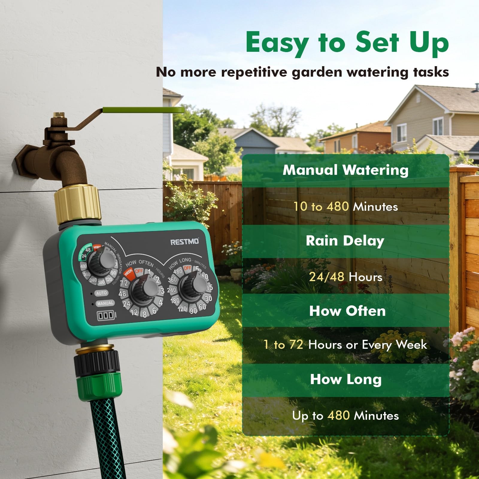 Analog Sprinkler Timer 3-Dial Brass Inlet & Outlet - Flexible Watering Control