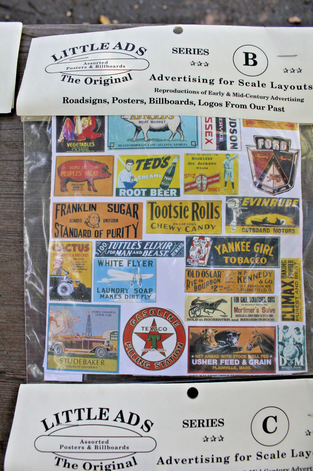 9 Packs of Vintage Little Ads Posters & Billboards for O Scale