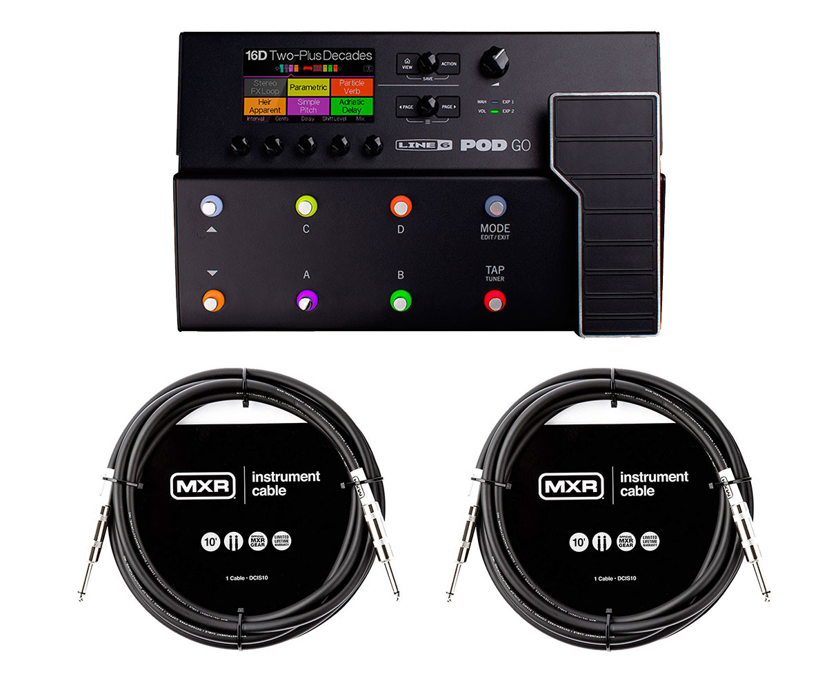 Line 6 POD Go + MXR 10' Instrument Cables (x2)