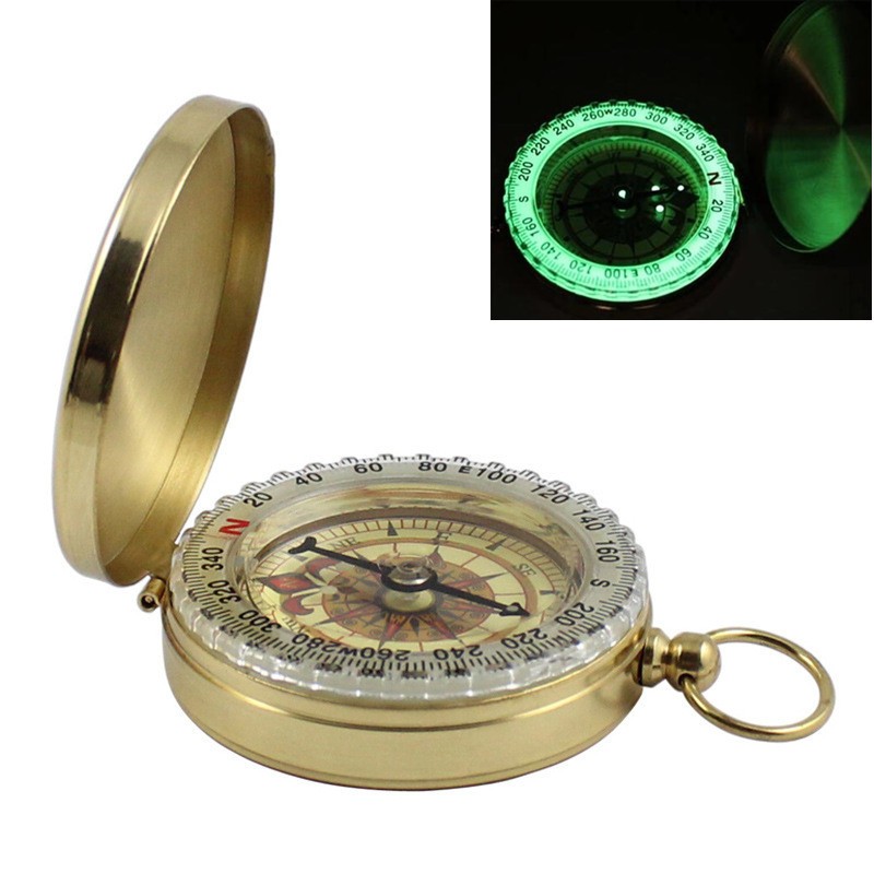 Pocket Brass Watch Style Military Army Luminous Compass Outdoor Camping Hiking