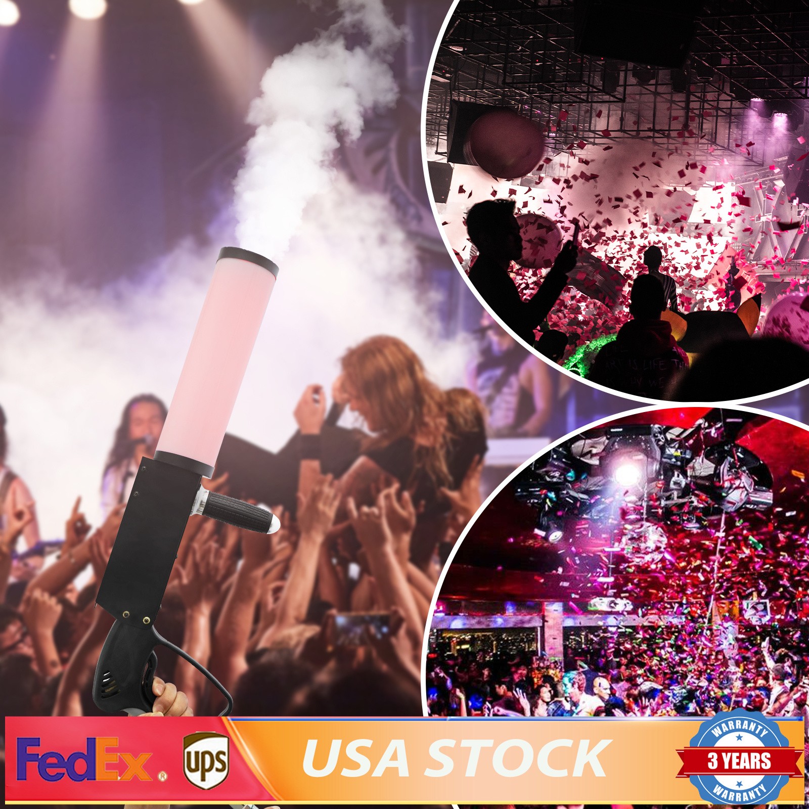 Handheld Fog Gun LED CO2 Fog Cannon Special Effects Fog Machine Gun Party Bar DJ
