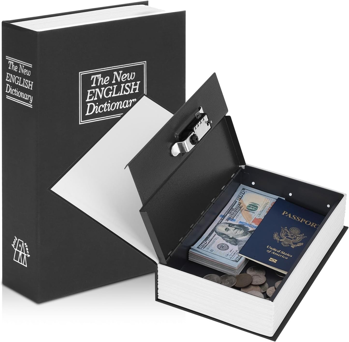 Diversion Book Safe with Combination Lock, Secret Metal Lock Box, Hidden Safe