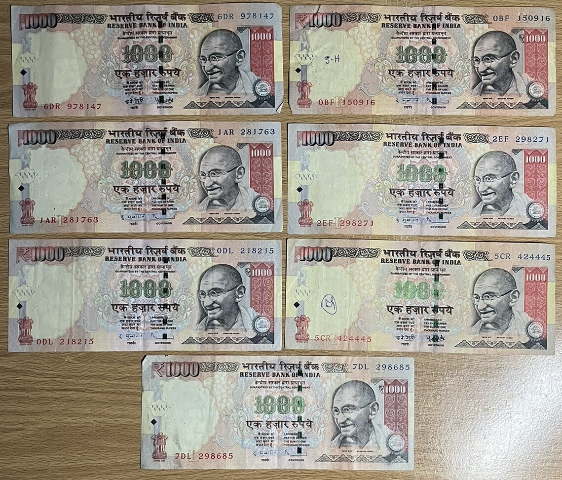 2007-2013 Lot of 1,000 Rupees India