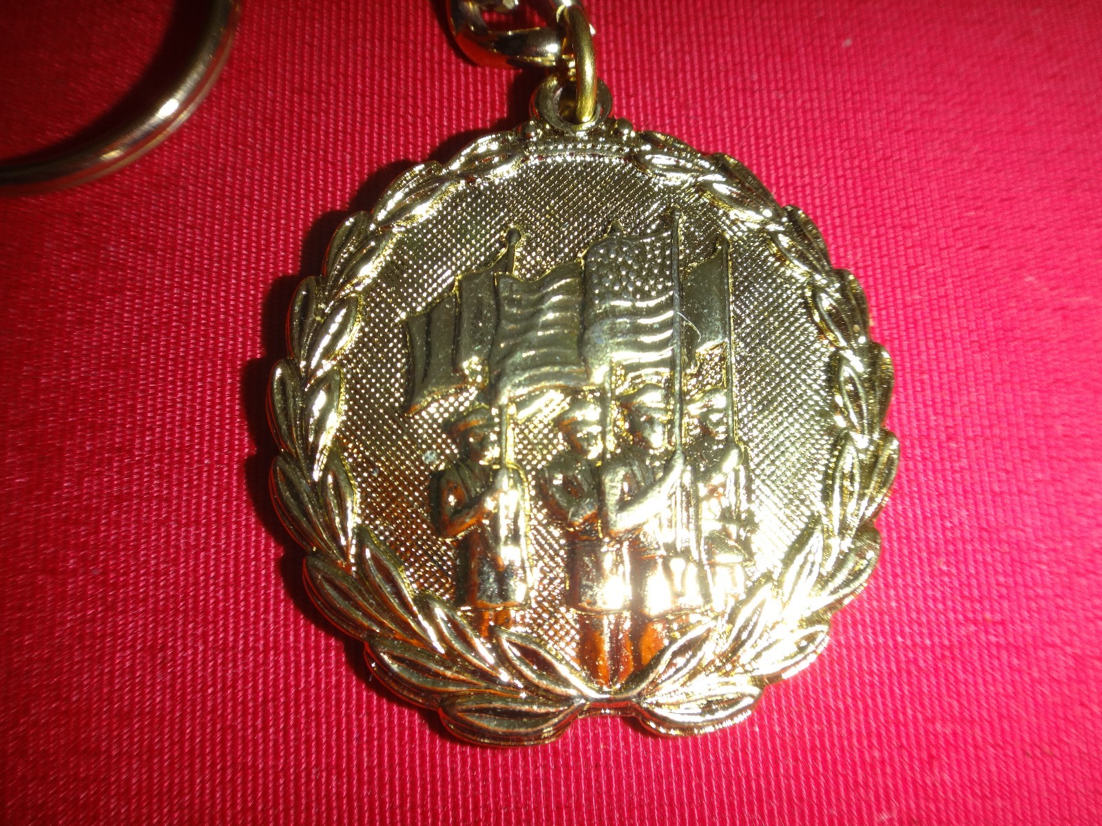 USA Flag And PATRIOTS Keychain With Metal Split Ring