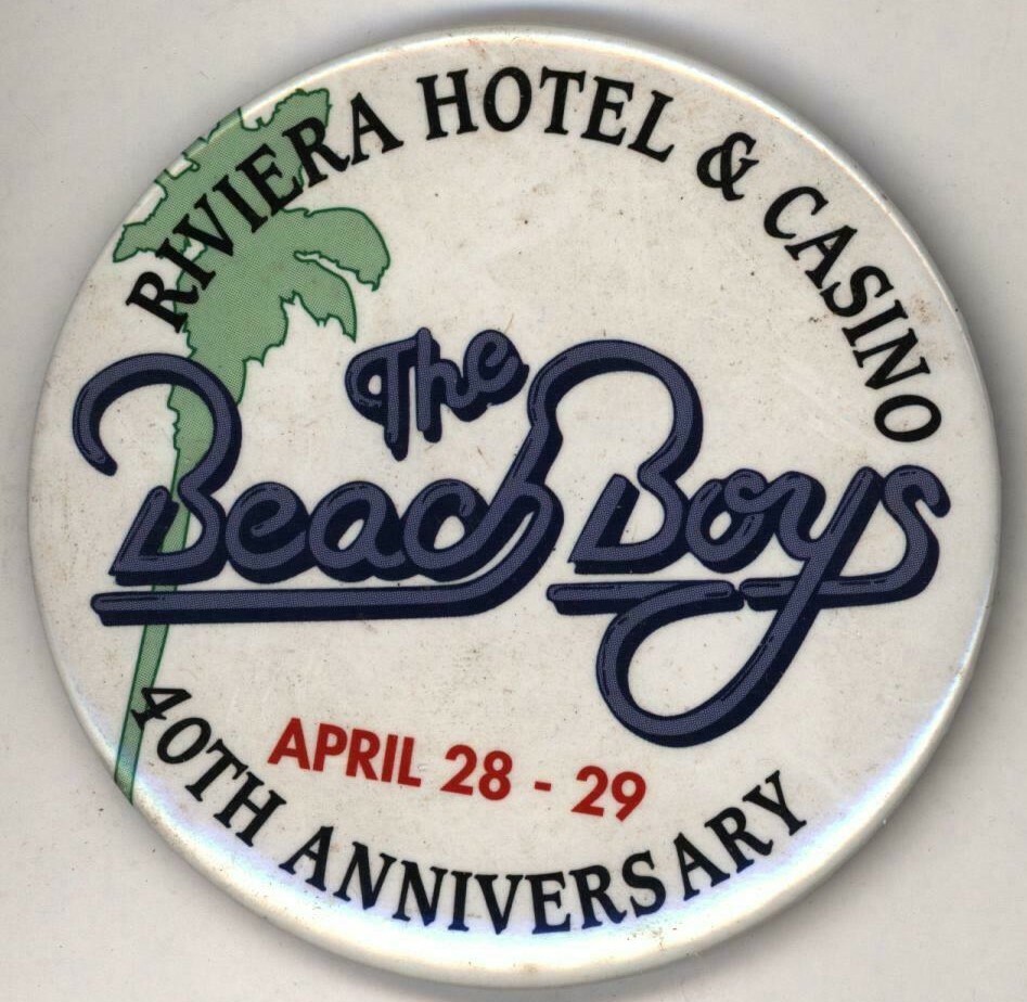 1980s Beach Boys Riviera Hotel/Casino  3" Pinback Button