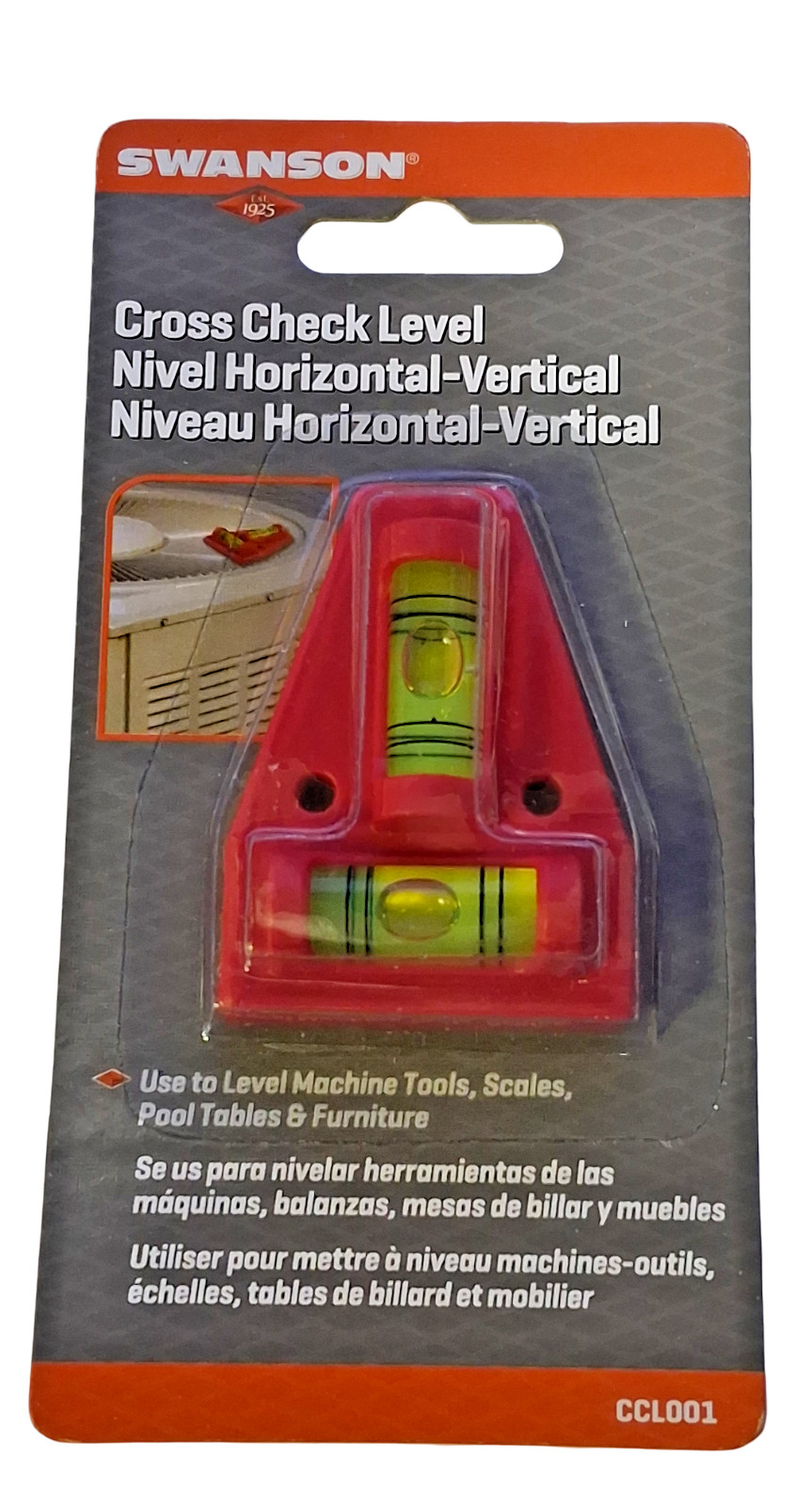 Swanson CCL001 Cross Check Level Horizontal Vertical Plastic Red Tool New