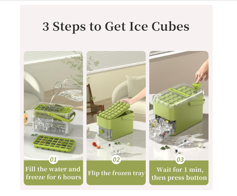 56-Cube Ice Maker with Easy Press Cap Double Layer Ice Cube Maker Ship To US