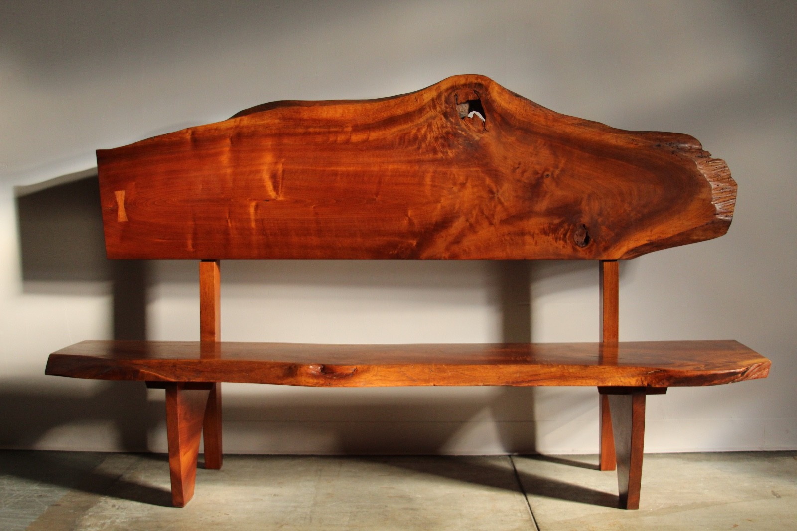 Studio Live-Edge Walnut Bench by Gino Russo, 1970s