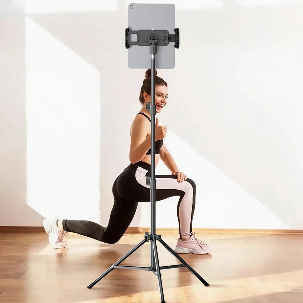 24”-65” Tablet Floor Tripod Stand Adjustable Height For 4-14” ipad iPhone