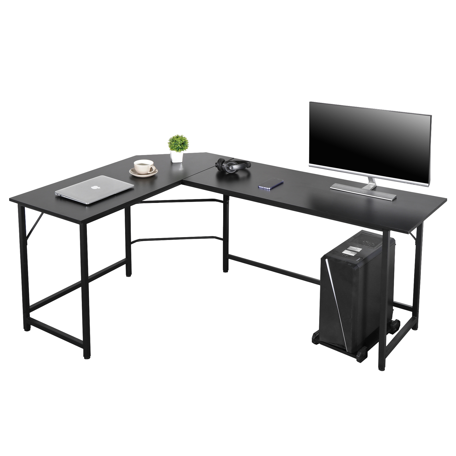 Desk Corner Computer Modern L-Shaped Desk PC Laptop Study Table Workstation 66"