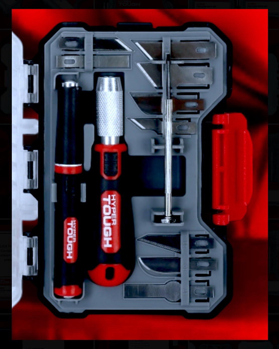 2 Sets: Hyper Tough 12pc Precision Knife Tool Set + Click Fit Storage Case NEW