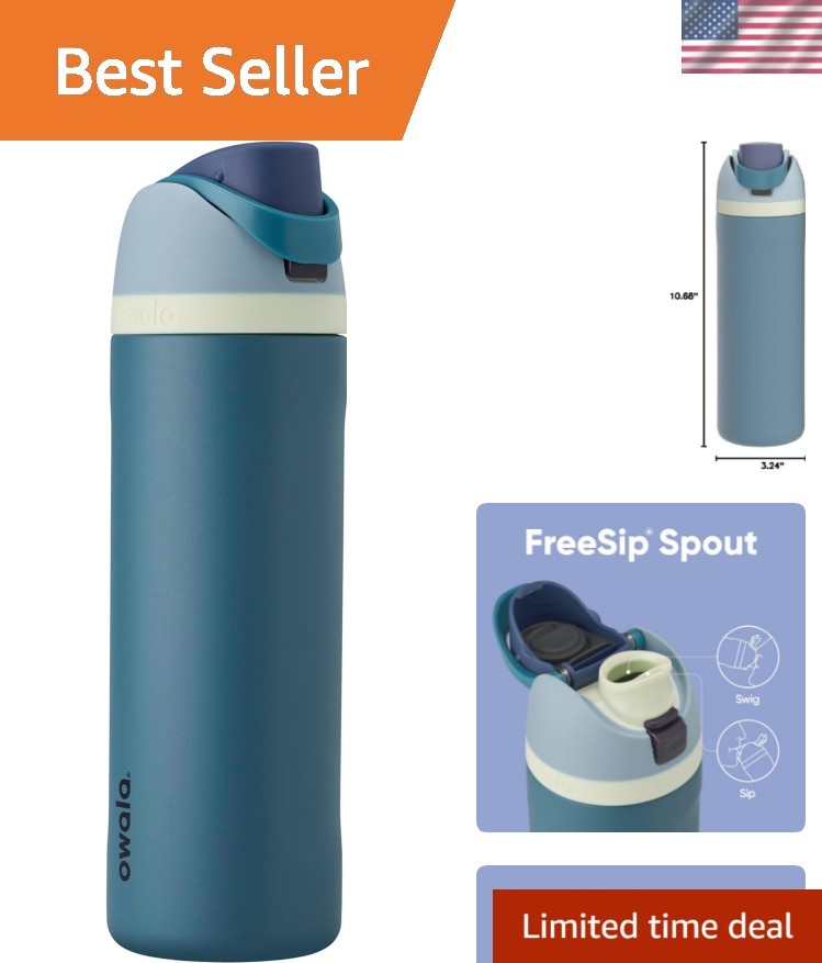 FreeSip Insulated Stainless Steel Water Bottle with Straw, BPA-Free Sports Wa...