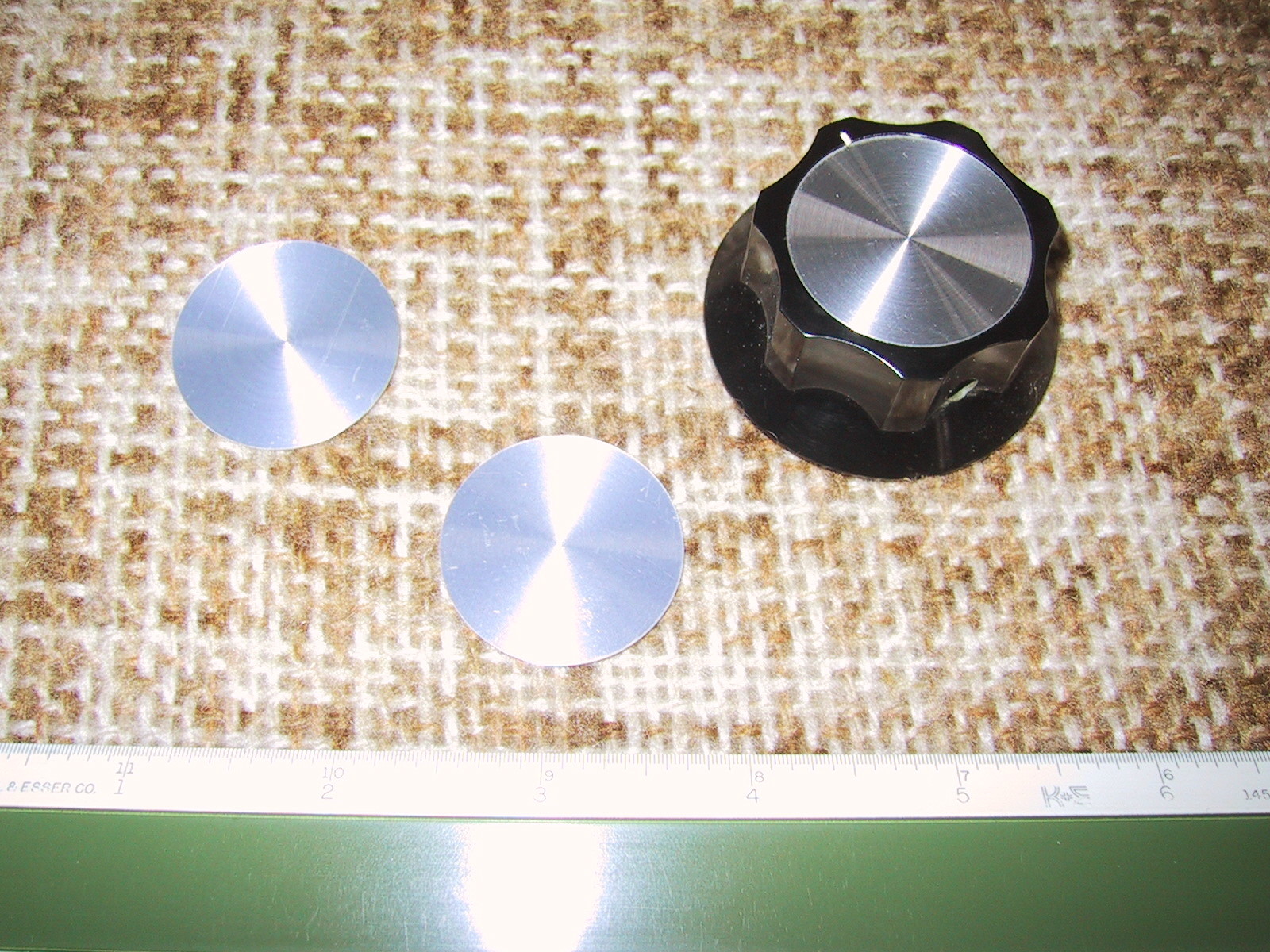 Pair Spun Aluminum Knob inlays for Drake MN-2700. (Uses 2" dia. Dakaware knob)