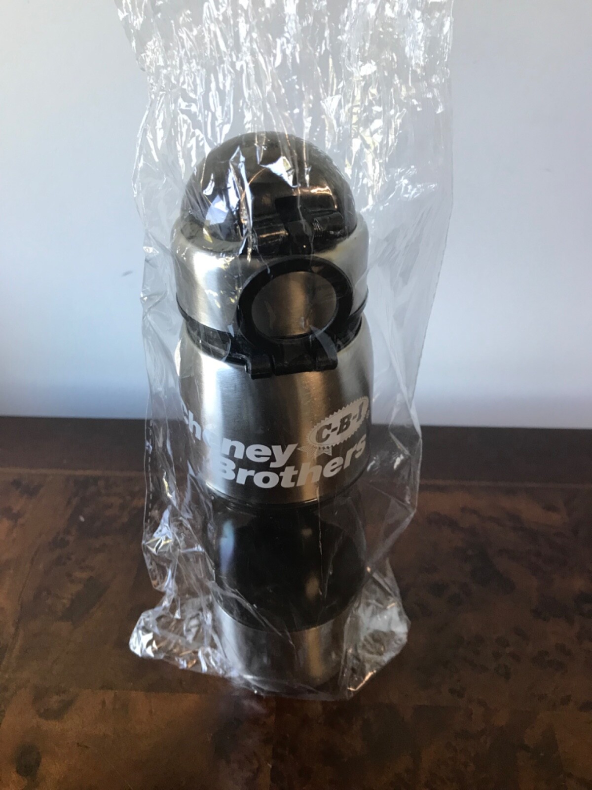 Cheney Brothers - 10” Clear Plastic Stainless Steel Water Bottle NEW