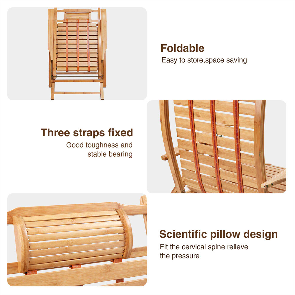 Heavy Duty Folding Rocking Chair Bamboo Living Room Indoor Outdoor Furniture US