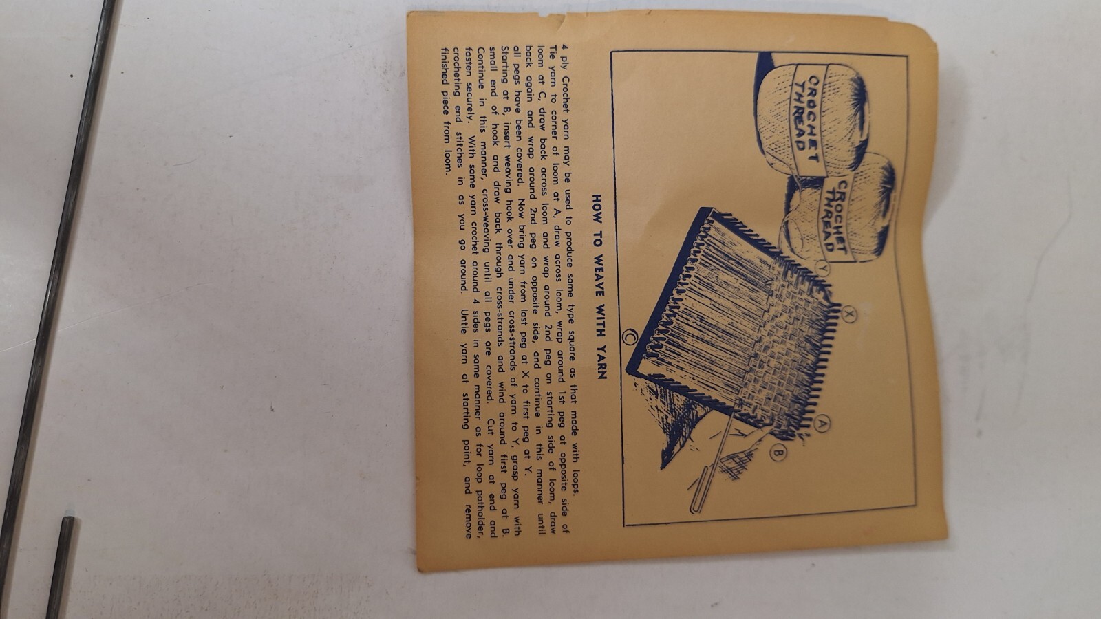 WEAVING LOOM 1940's 1950s Woolworth Value 7" Metal w/ Hook Instructions Box Vtg